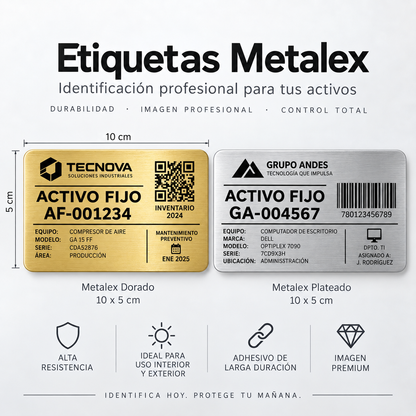 Placas Metalex Adhesivas Personalizadas - Pack 10 Unidades