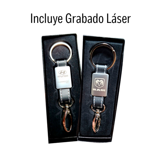 Llavero metal cuero con logo