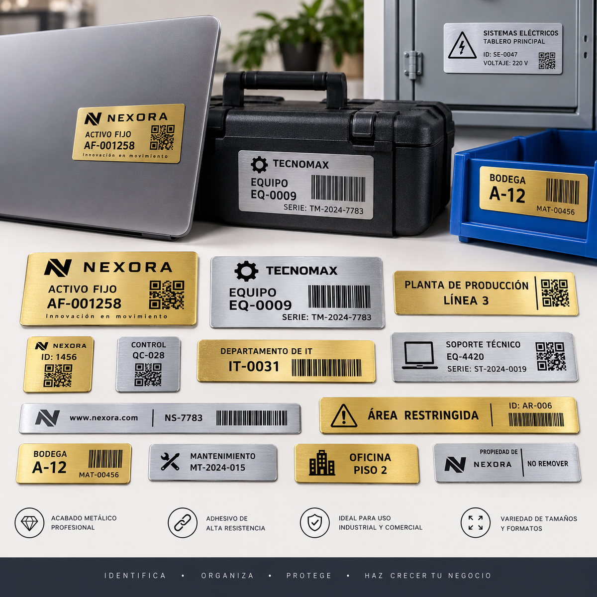 Placas Metalex Adhesivas Personalizadas - Pack 10 Unidades