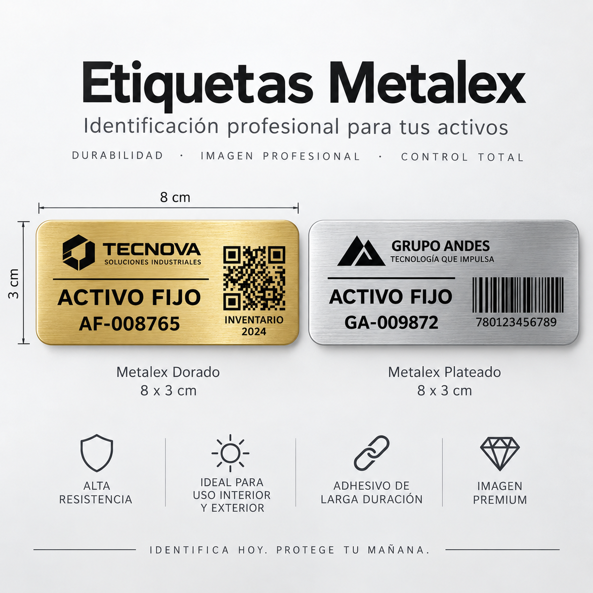 Placas Metalex Adhesivas Personalizadas - Pack 10 Unidades
