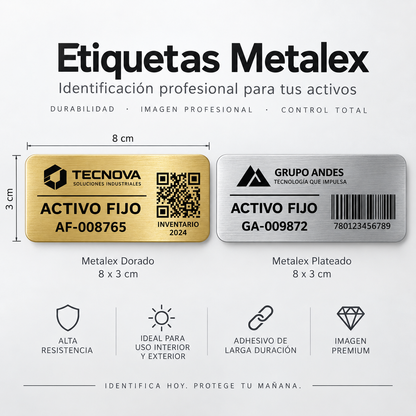 Placas Metalex Adhesivas Personalizadas - Pack 10 Unidades